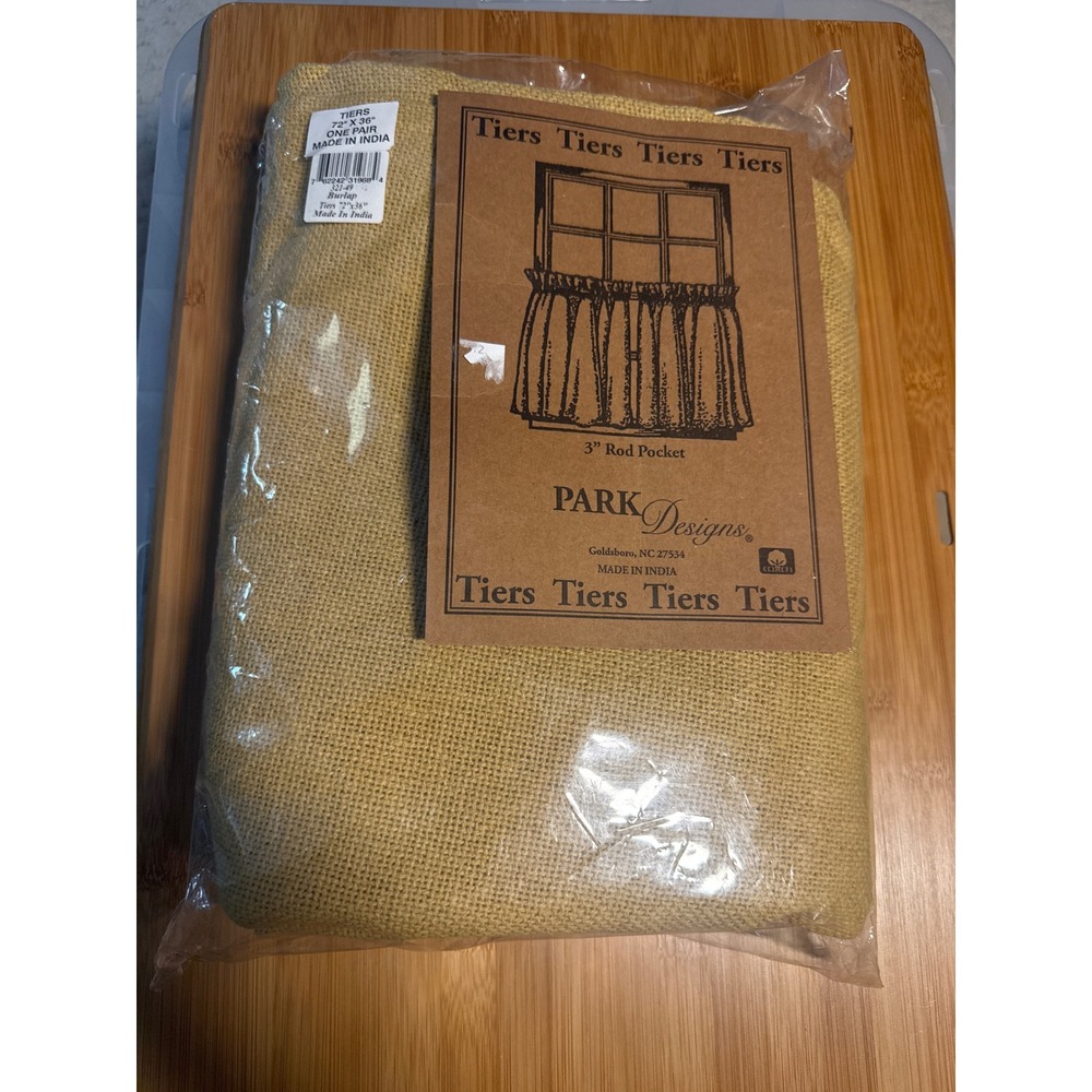 Park Designs Burlap Window Tiers 72x36 One Pair Natural Tan 321-49 Rod Pocket